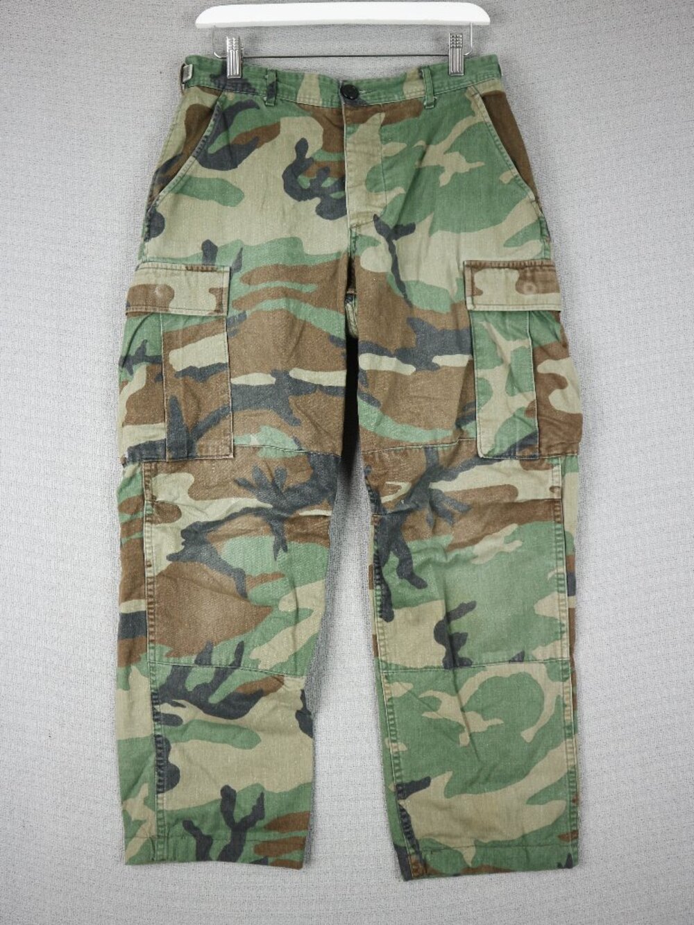 2000's Woodland Camo Pattern Trousers Mens Cargo Relaxed Fit Y2K Small 30W